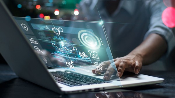 Students interacting with technology